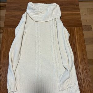 J. Crew Cream Cowl Neck Sweater with Cable Knit Design